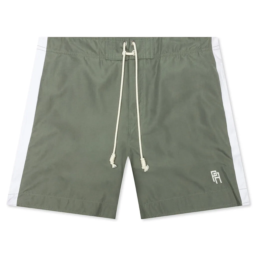 Monogram Swimshort - Military/White